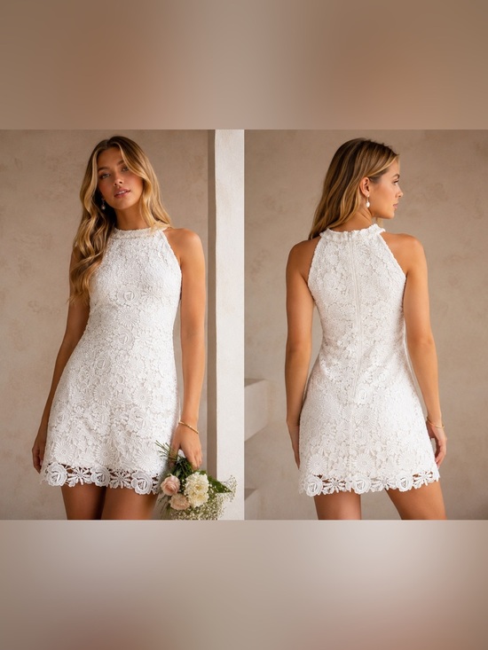 Lulus Dresses & Skirts - Lulus High-Neck White Lace Mini Dress